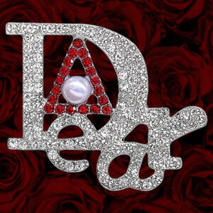 Delta Sigma Theta Brooch Rhinestone and Pearls Featuring DEAR